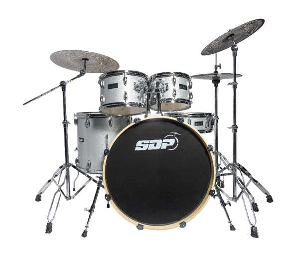 Sonic Drive 5-Piece Stage Series Drum Kit with Silent Cymbals (Silver Sparkle)