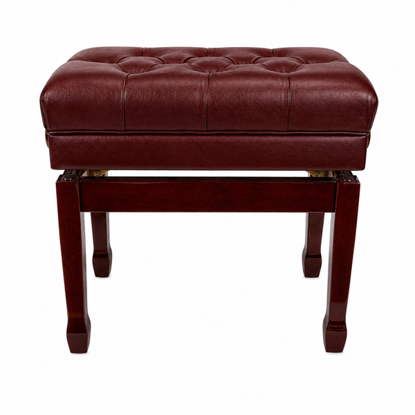 Crown Premium Tufted Double Padded Height Adjustable Piano Stool with Storage Compartment (Mahogany)