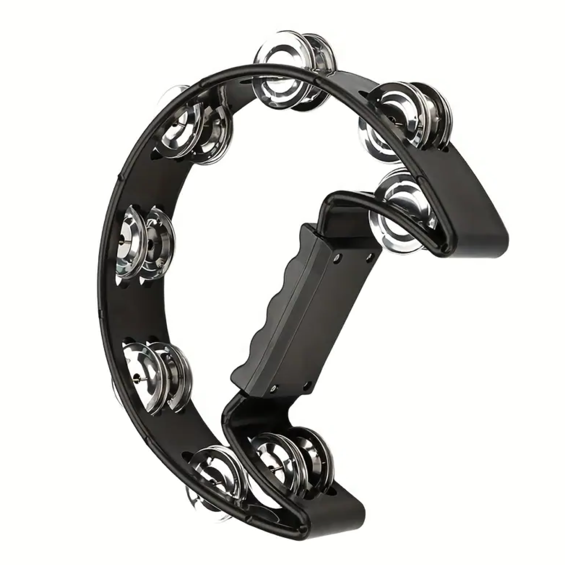 Drumfire Half Moon ABS Tambourine Single Row Jingles (Black)