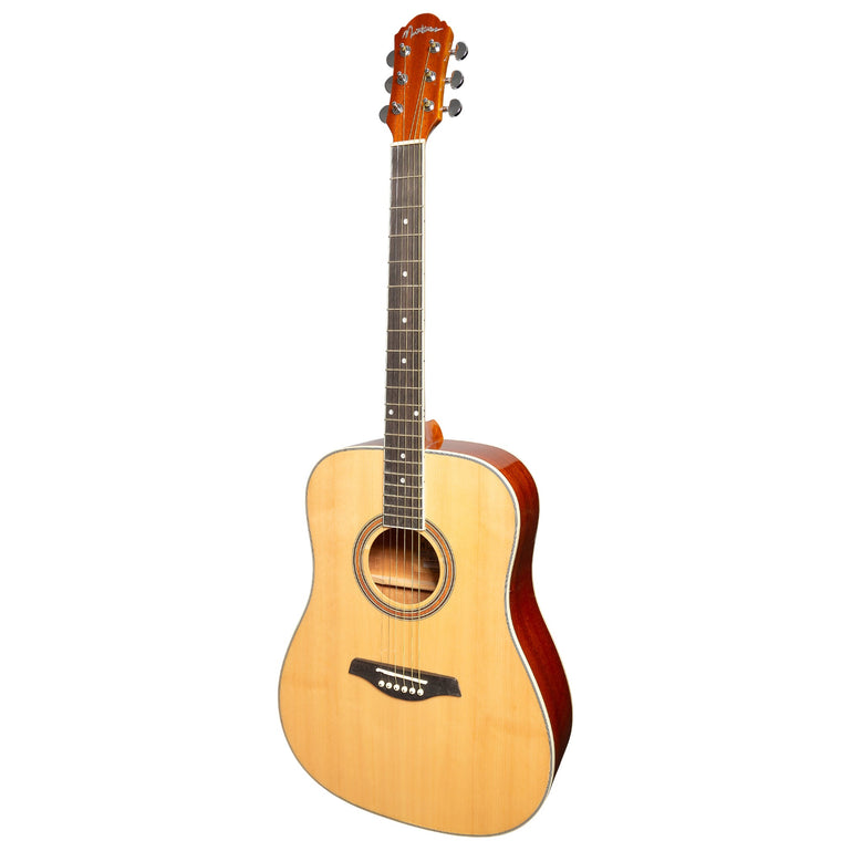 Martinez '41 Series' Dreadnought Acoustic Guitar Gloss Finish Left Hand (Natural Gloss)