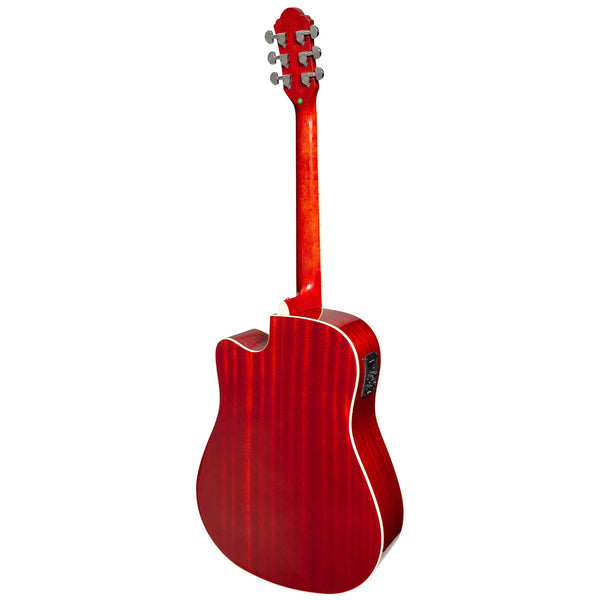 Martinez '41 Series' Dreadnought Acoustic Guitar. Cut-away Gloss Finish (Gloss Red Burst) (Copy)