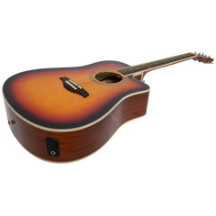 Martinez '41 Series' Dreadnought Acoustic Guitar. Cut-away Gloss Finish (Gloss Tobacco Burst)