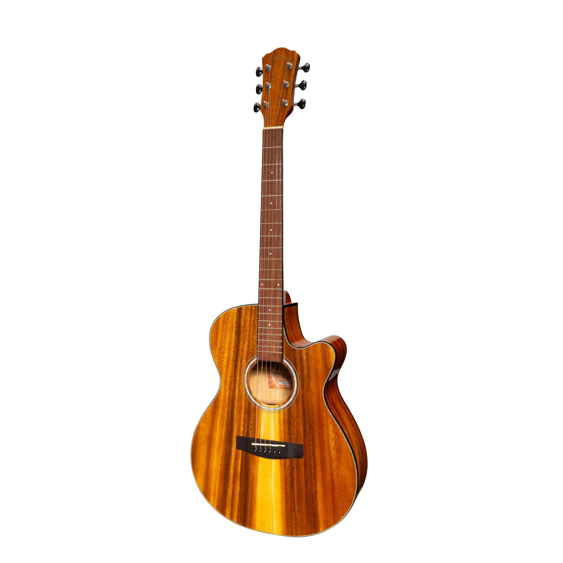 Martinez '51 Series' Folk Size Cutaway Acoustic-Electric Guitar Koa (Gloss)