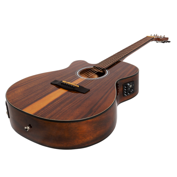 Martinez '51 Series' Left Handed Folk Size Cutaway Acoustic-Electric Guitar Teakwood (Gloss)
