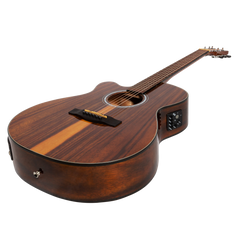 Martinez '51 Series' Left Handed Folk Size Cutaway Acoustic-Electric Guitar Teakwood (Gloss)