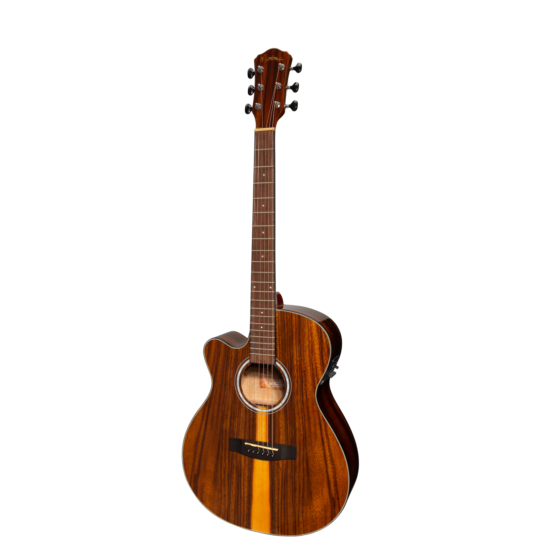 Martinez '51 Series' Left Handed Folk Size Cutaway Acoustic-Electric Guitar Teakwood (Gloss)