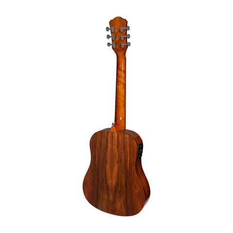 Martinez Acoustic-Electric Gloss Traveller Guitar with Built-In Tuner (Rosewood)