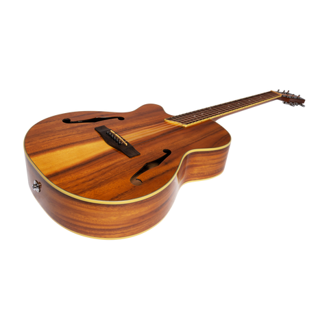 Martinez Left Handed Jazz Hybrid Gloss Acoustic-Electric Cutaway Guitar (Koa)