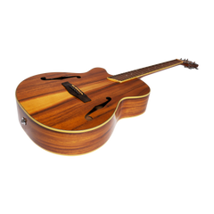 Martinez Left Handed Jazz Hybrid Gloss Acoustic-Electric Cutaway Guitar (Koa)