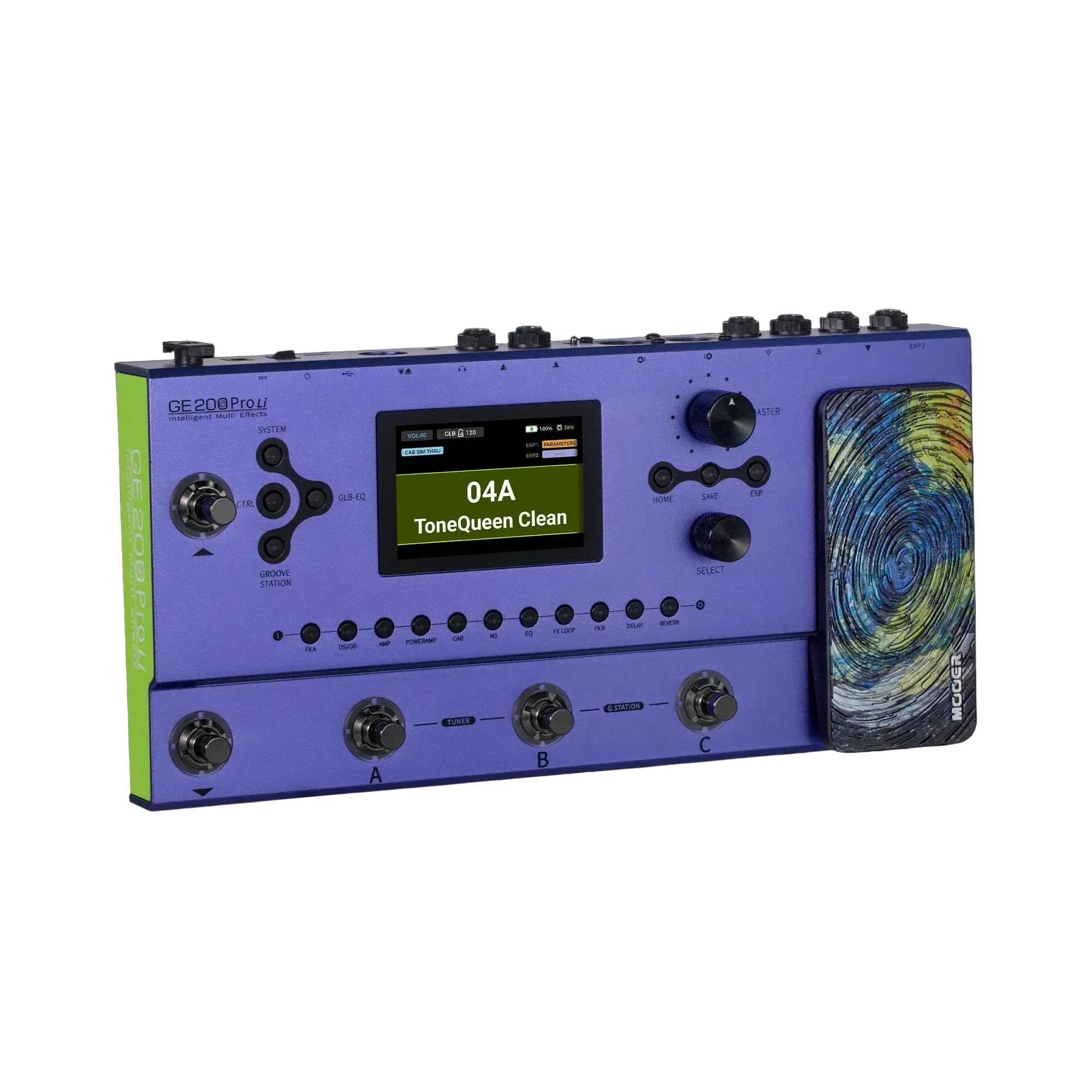Mooer GE-200 Pro Li (Rechargeable) Guitar Multi-Effects Processor (Purple)