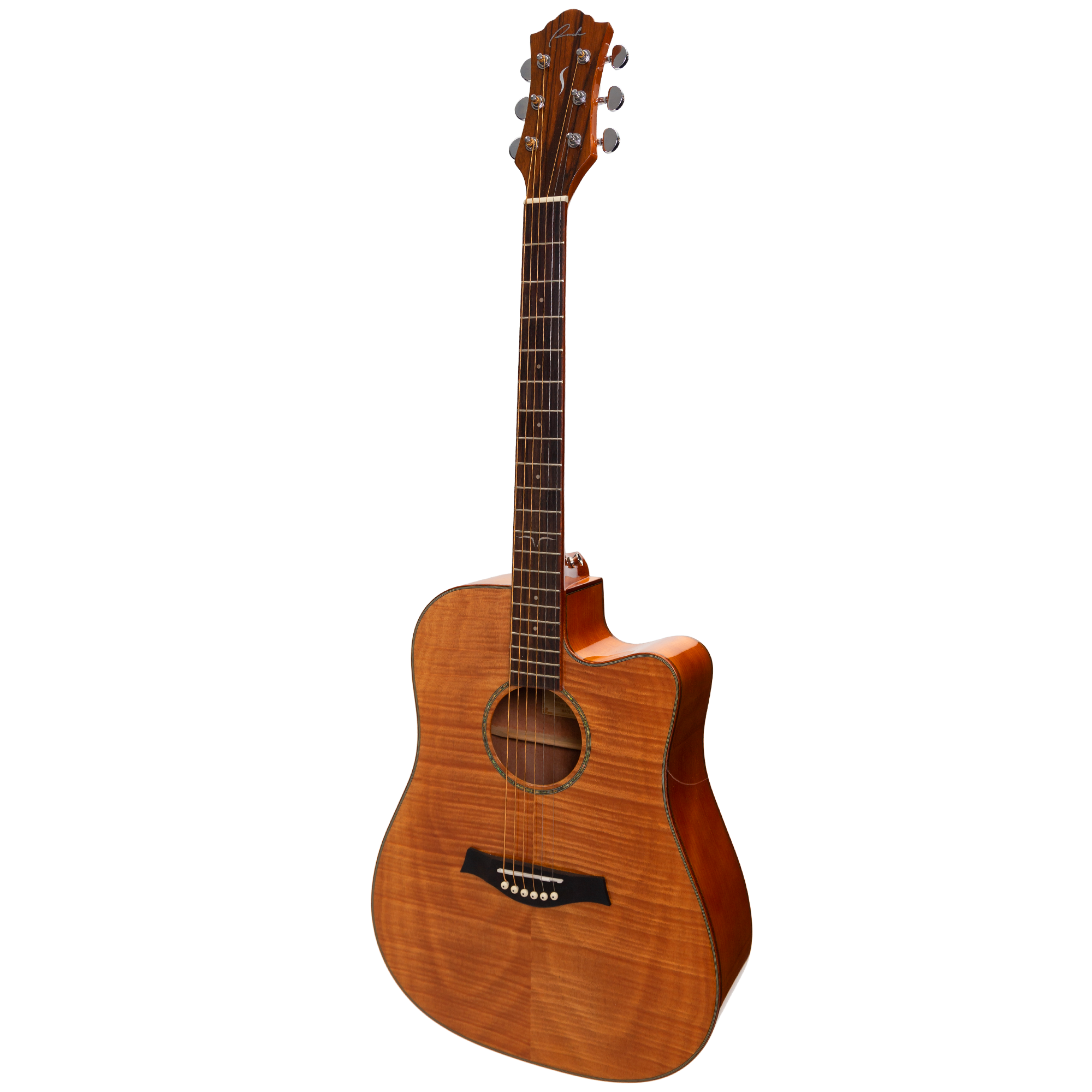 Ranch Flame Maple Top Acoustic Dreadnought Left Handed Cutaway Guitar (Natural Gloss)