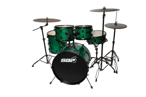 Sonic Drive 5-Piece Performer Series Drum Kit with Silent Cymbals (Green Sparkle)