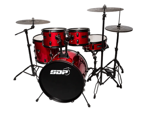 Sonic Drive 5-Piece Performer Series Drum Kit with Silent Cymbals (Red)