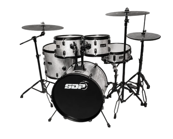 Sonic Drive 5-Piece Performer Series Drum Kit with Silent Cymbals (Silver Sparkle)
