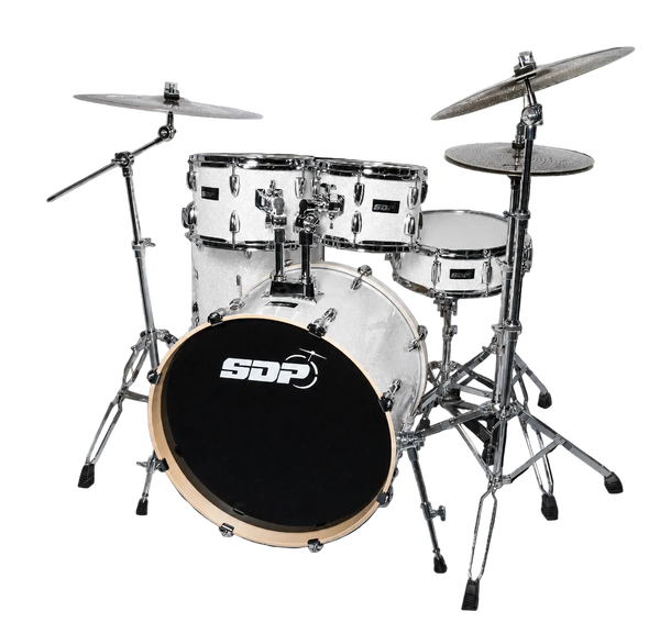 Sonic Drive 5-Piece Stage Series Drum Kit with Silent Cymbals (White Sparkle)