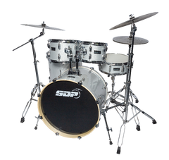 Sonic Drive 5-Piece Stage Series Drum Kit with Silent Cymbals (Silver Sparkle)
