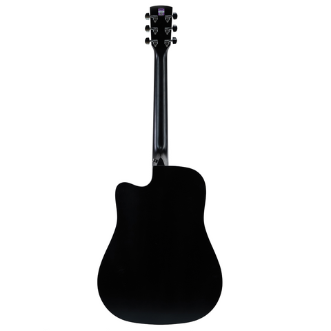 Saga '700 Series' Engelmann Spruce Dreadnought Acoustic-Electric Cutaway Guitar (Black)
