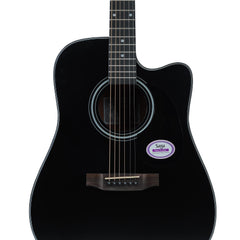 Saga '700 Series' Engelmann Spruce Dreadnought Acoustic-Electric Cutaway Guitar (Black)