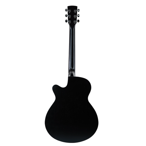 Saga '700 Series' Engelmann Spruce Folk Acoustic-Electric Cutaway Guitar (Black)
