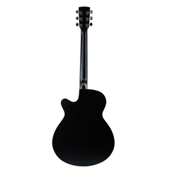 Saga '600 Series' Spruce Top Folk Acoustic-Electric Cutaway Guitar (Black)