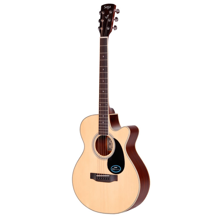 Saga '700 Series' Engelmann Spruce Folk Acoustic-Electric Cutaway Guitar (Natural)
