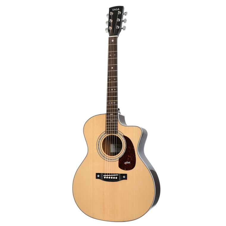 Saga A1GCE All Solid Spruce Sapele Acoustic-Electric Guitar (Natural)