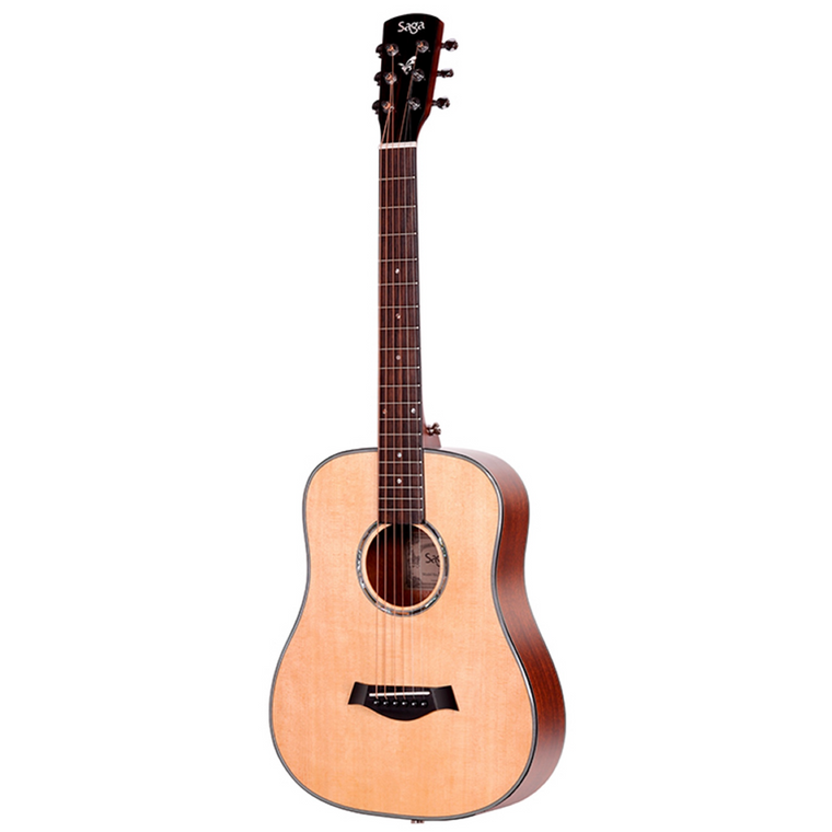 Saga BT10S Solid Top Small Body Travel Acoustic Guitar (Natural)