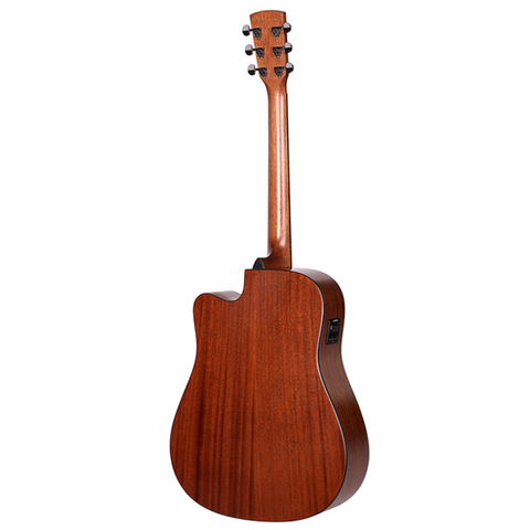 Saga D100C Solid Top Dreadnought Cutaway Acoustic-Electric Guitar (Natural)