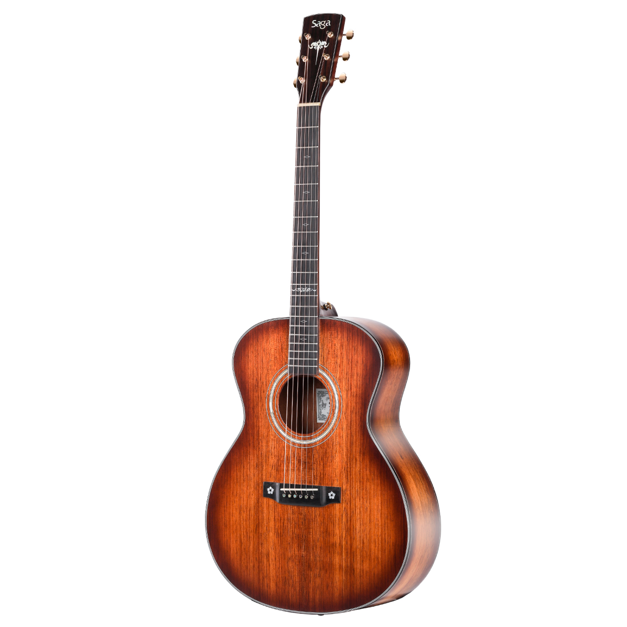 Saga K1G Solid Koa Black Wood Acoustic-Electric Guitar (Natural)
