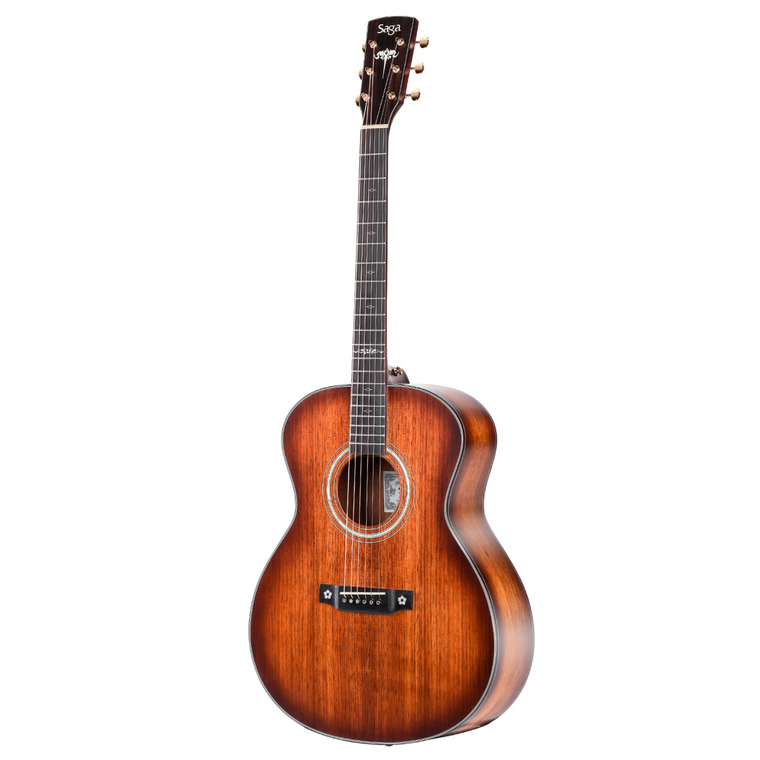 Saga K1G Solid Koa Black Wood Acoustic-Electric Guitar (Natural)