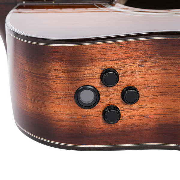 Saga K1GCNE Solid Koa Black Wood Acoustic-Electric Guitar (Natural)