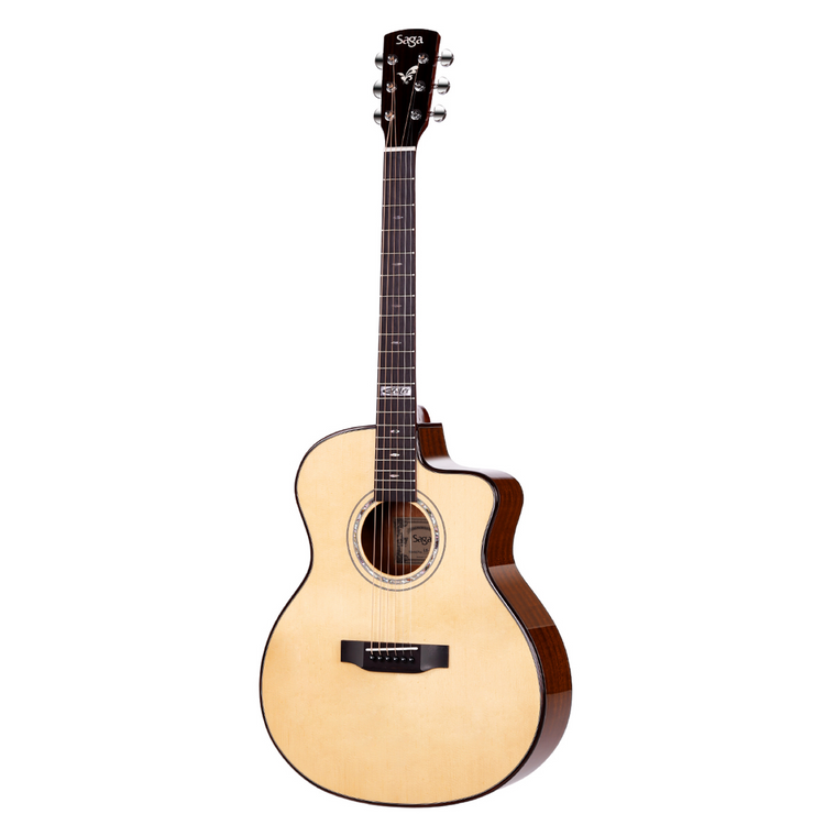 Saga LS1CE Solid Folk Cutaway Acoustic-Electric Guitar (Natural)