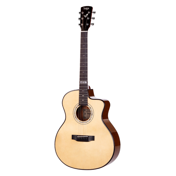 Saga LS1CE Solid Folk Cutaway Acoustic-Electric Guitar (Natural)