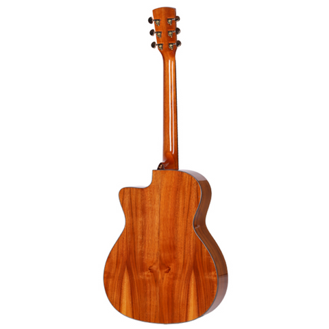 Saga OM68C Solid Folk Cutaway Acoustic-Electric Guitar (Natural)