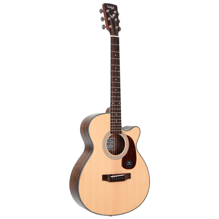 Saga SA800 Solid Top Folk Cutaway Acoustic-Electric Guitar (Natural)