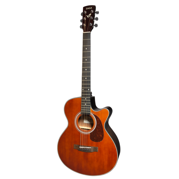 Saga SA800 Solid Top Folk Cutaway Acoustic-Electric Guitar (Retro)