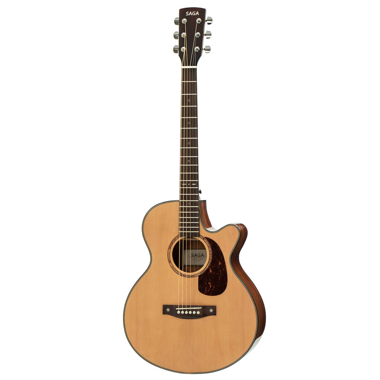 Saga SA830 Solid Top Acoustic-Electric Guitar (Natural)
