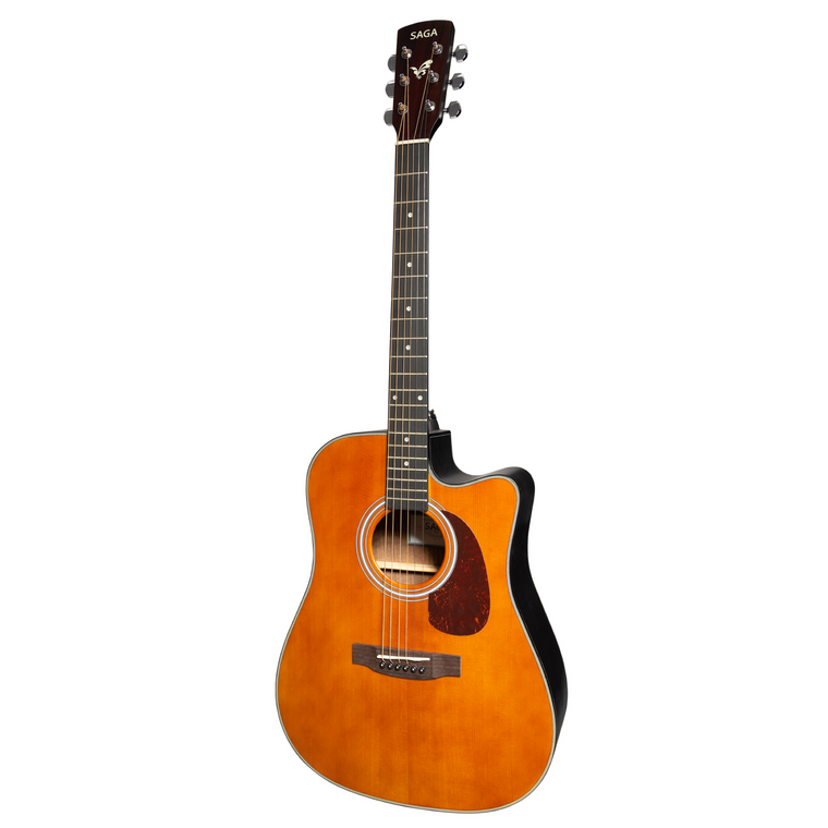 Saga SF800 Solid Top Folk Cutaway Acoustic-Electric Guitar (Retro)