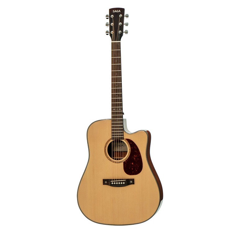 Saga SF830 Solid Top Dreadnought Acoustic-Electric Guitar (Natural)