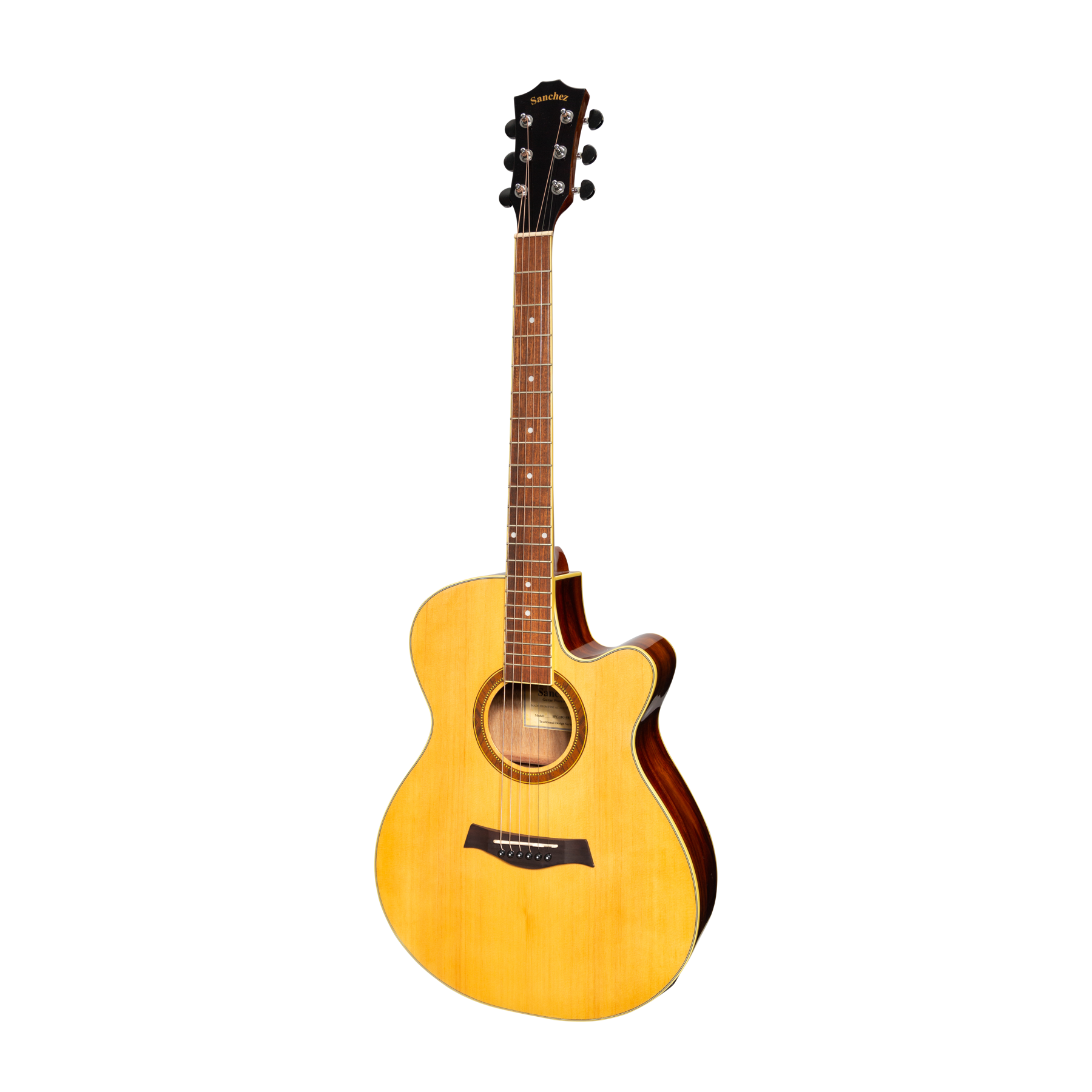 Sanchez Acoustic-Electric Small Body Cutaway Guitar Gloss (Spruce/Rosewood)