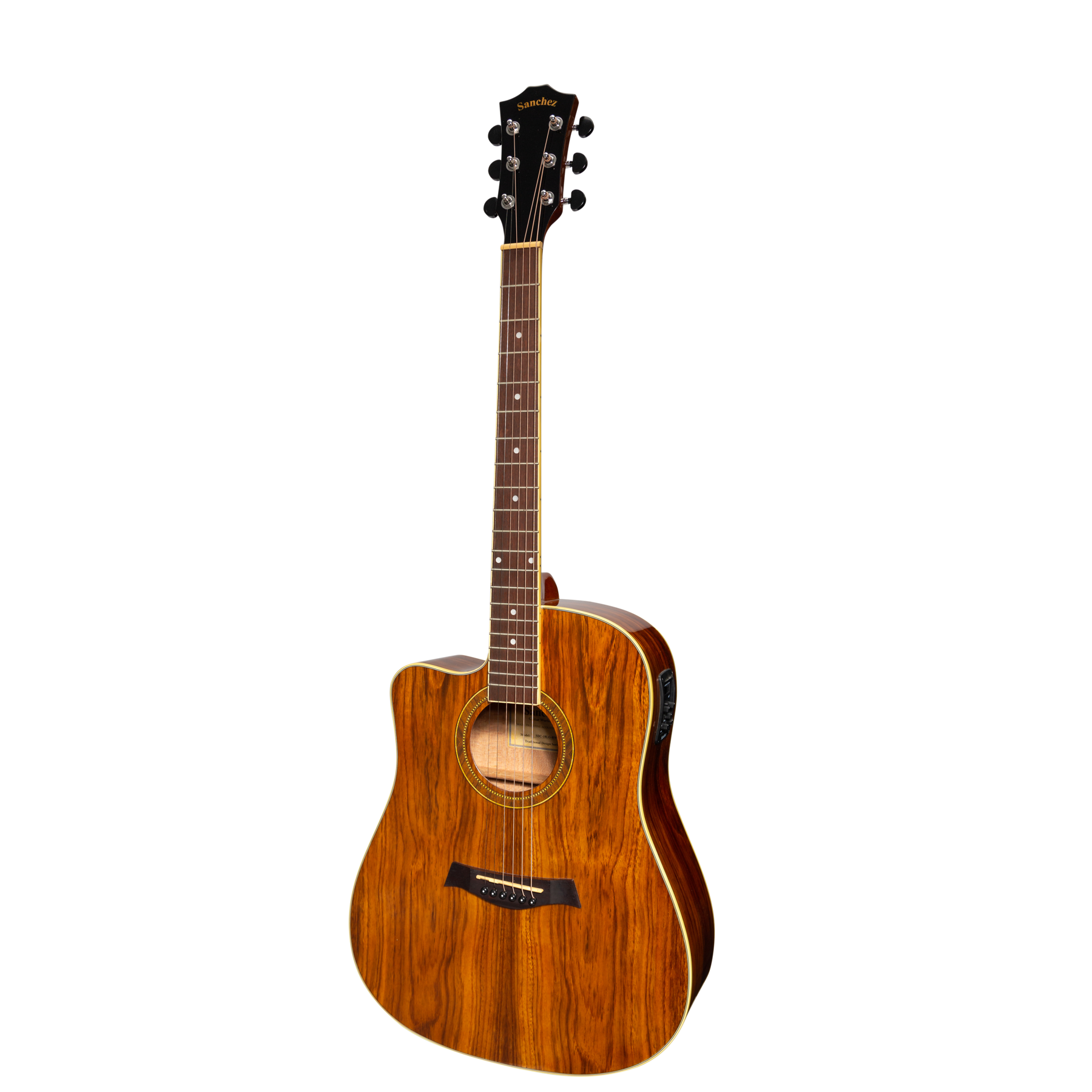 Sanchez Left Handed Acoustic-Electric Dreadnought Cutaway Guitar Gloss (Rosewood)