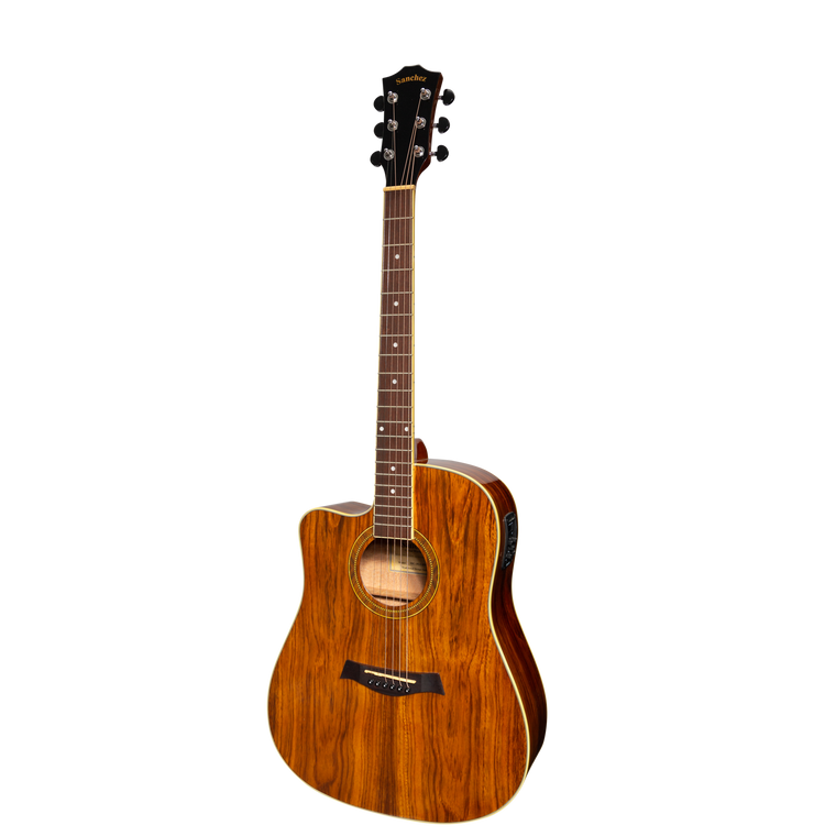 Sanchez Left Handed Acoustic-Electric Dreadnought Cutaway Guitar Gloss (Rosewood)