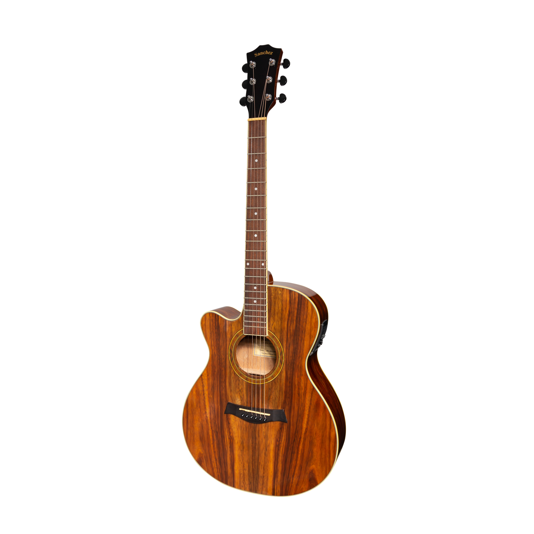 Sanchez Left Handed Acoustic-Electric Small Body Cutaway Guitar Gloss (Rosewood)