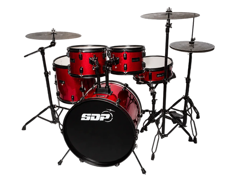 Sonic Drive 5-Piece Performer Series Drum Kit with Silent Cymbals (Red)