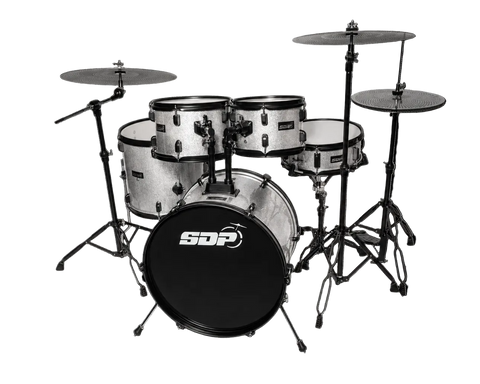 Sonic Drive 5-Piece Performer Series Drum Kit with Silent Cymbals (Silver Sparkle)