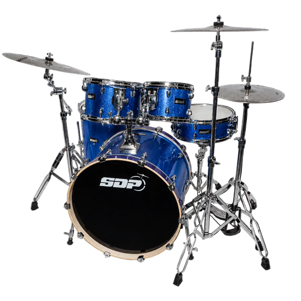 Sonic Drive 5-Piece Pro PLUS Series Drum Kit with Silent Cymbals (Blue Sparkle)