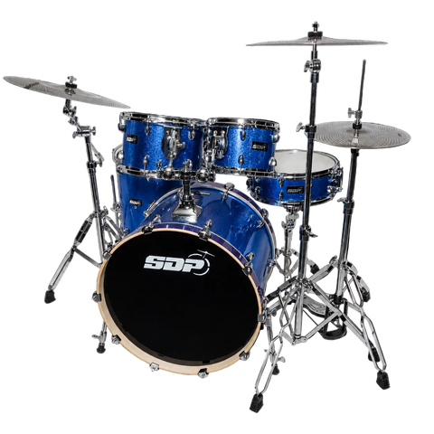 Sonic Drive 5-Piece Pro PLUS Series Drum Kit with Silent Cymbals (Blue Sparkle)