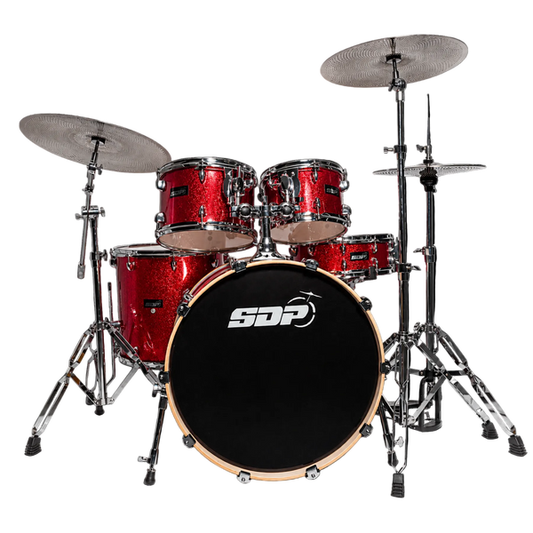 Sonic Drive 5-Piece Pro PLUS Series Drum Kit with Silent Cymbals (Red Sparkle)