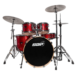 Sonic Drive 5-Piece Pro PLUS Series Drum Kit with Silent Cymbals (Red Sparkle)