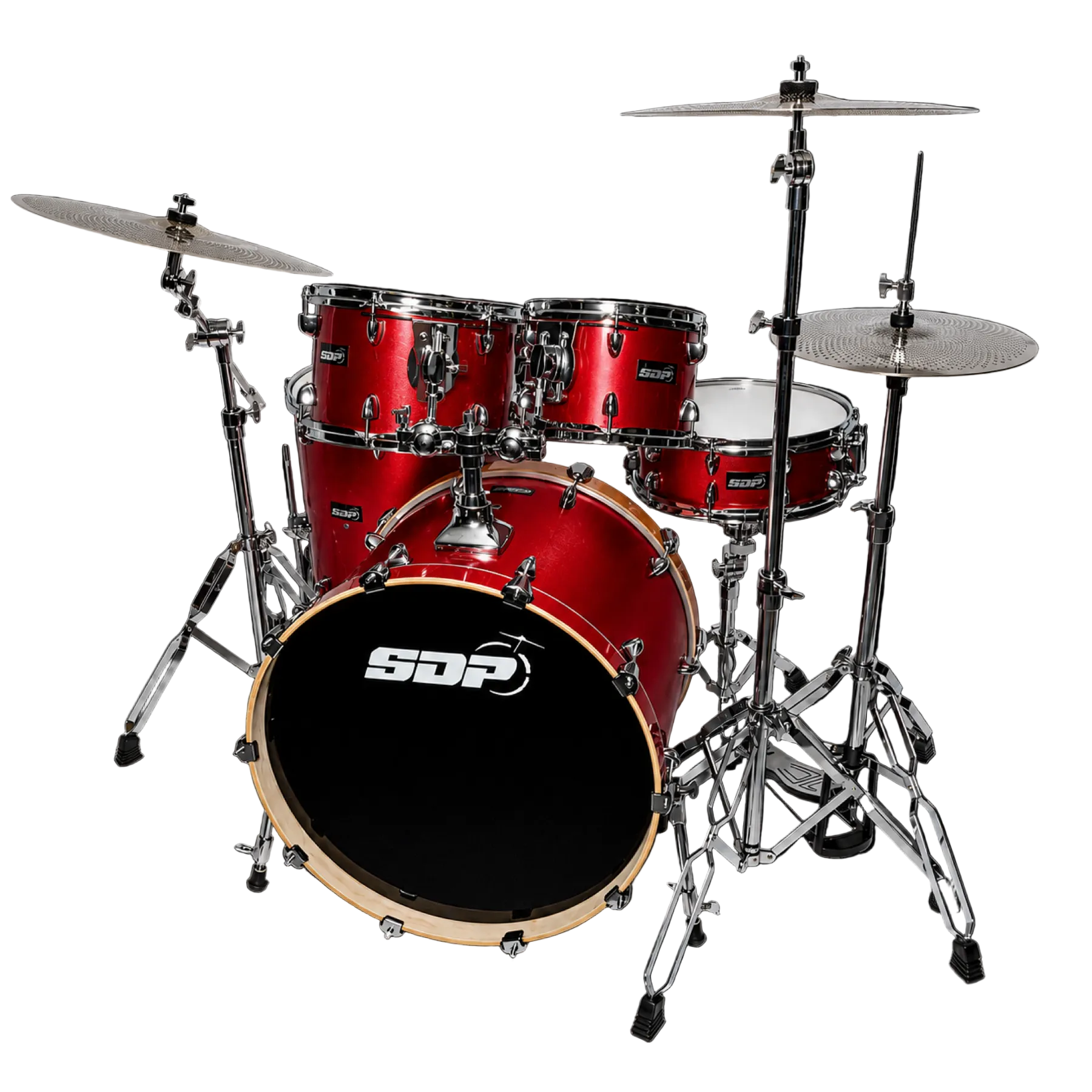 Sonic Drive 5-Piece Pro PLUS Series Drum Kit with Silent Cymbals (Red Sparkle)